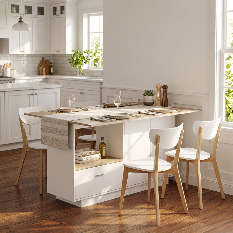 Extendable Counter Height Dining Table With Storage Cabinet And Drawer