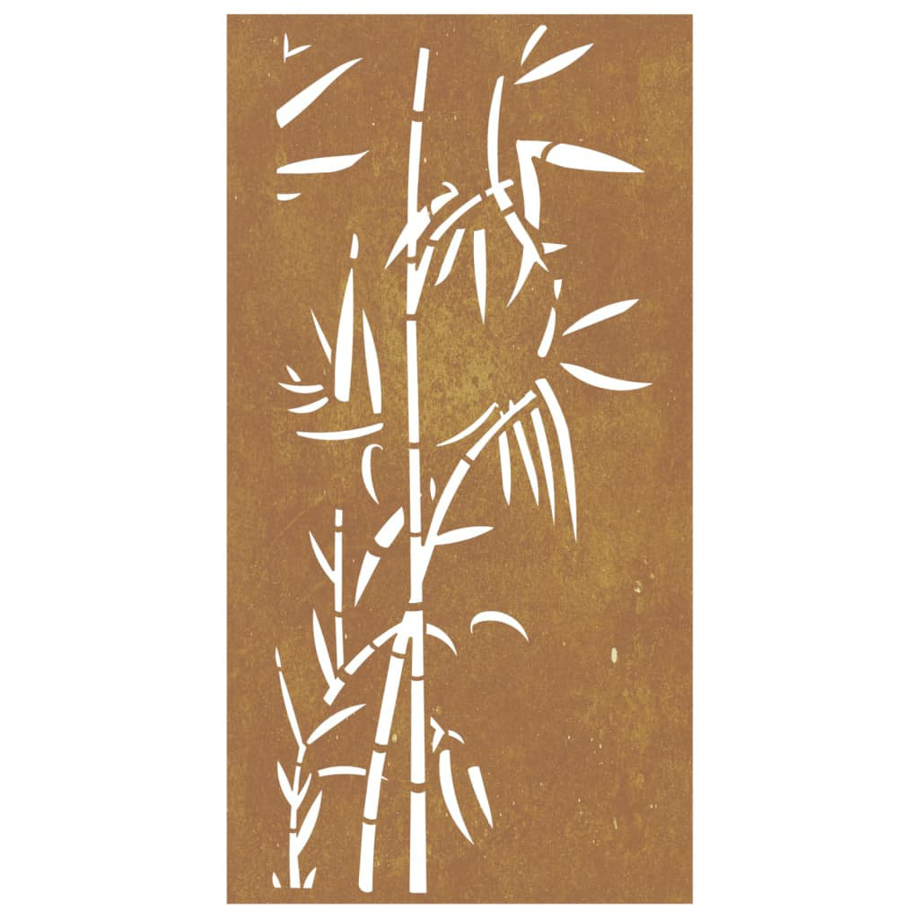 Vidaxl Garden Wall Decoration Wall Art Wall Decor Corten Steel Bamboo Design - Image 2