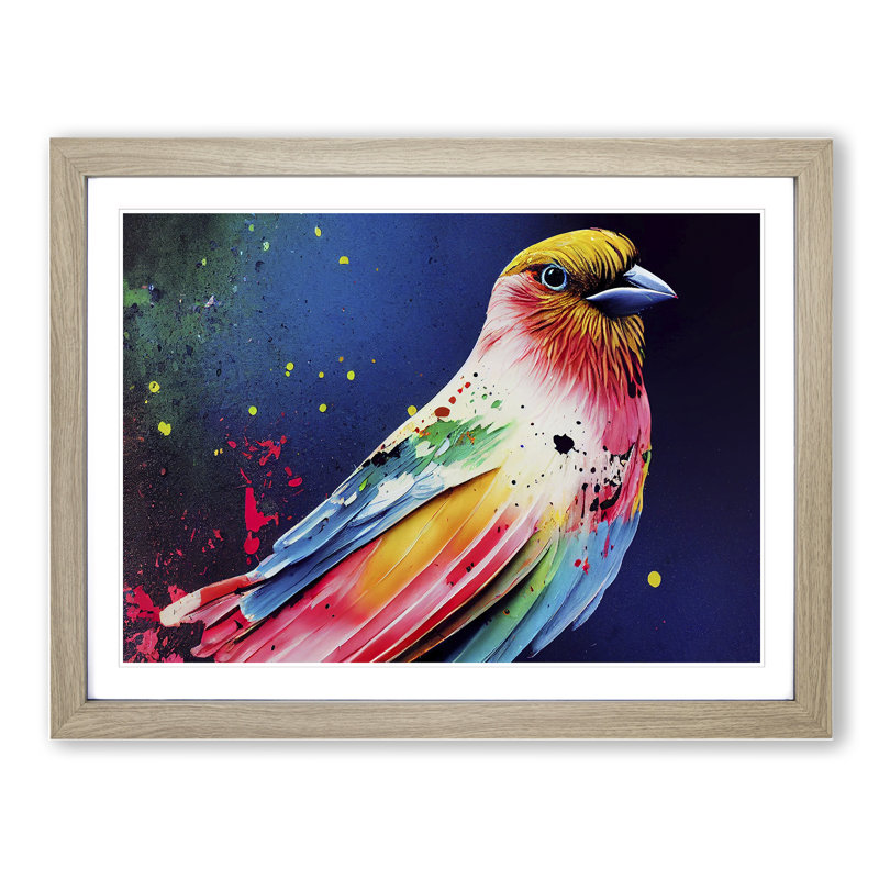 Bird Splash Vol.4 Abstract - Framed Print, 46cm H x 64cm W x 2cm D, Oak