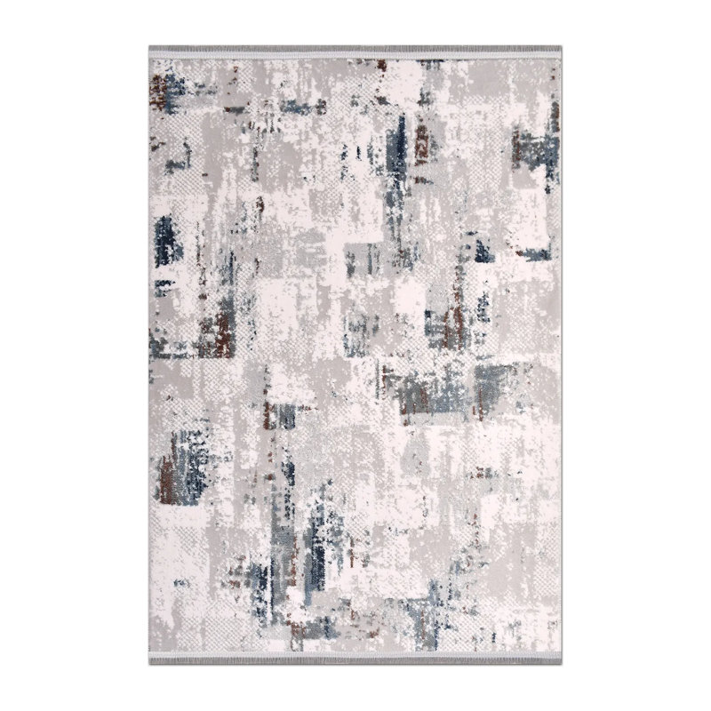 Cotton Abstract Indoor Rug, Rectangle 4'11" x 11'6"