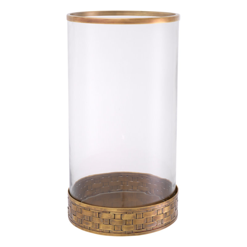 Hurricane de table en métal et verre lausannois, Laiton, H 16,34 po x l 8,86 po x P 8,86 po