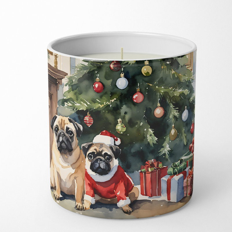 Bougie de Noël parfumée avec support en céramique