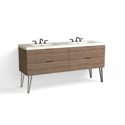 Avila 72" W Freestanding Double Bathroom Vanity with Dawson Leg 