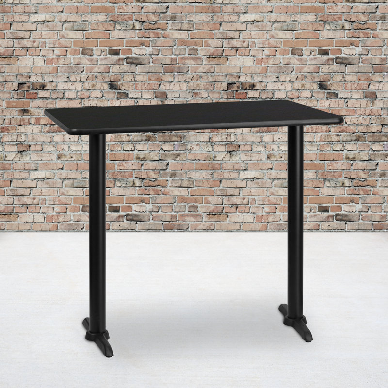 Plateau de table rectangulaire en stratifié de 30 po x 42 po avec base de hauteur de table de 5 po x 22 po Jarreth, Noir