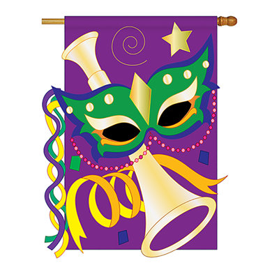 Jojo Double Sided 40'' H x 28'' W Polyester Mardi Gras House Flag