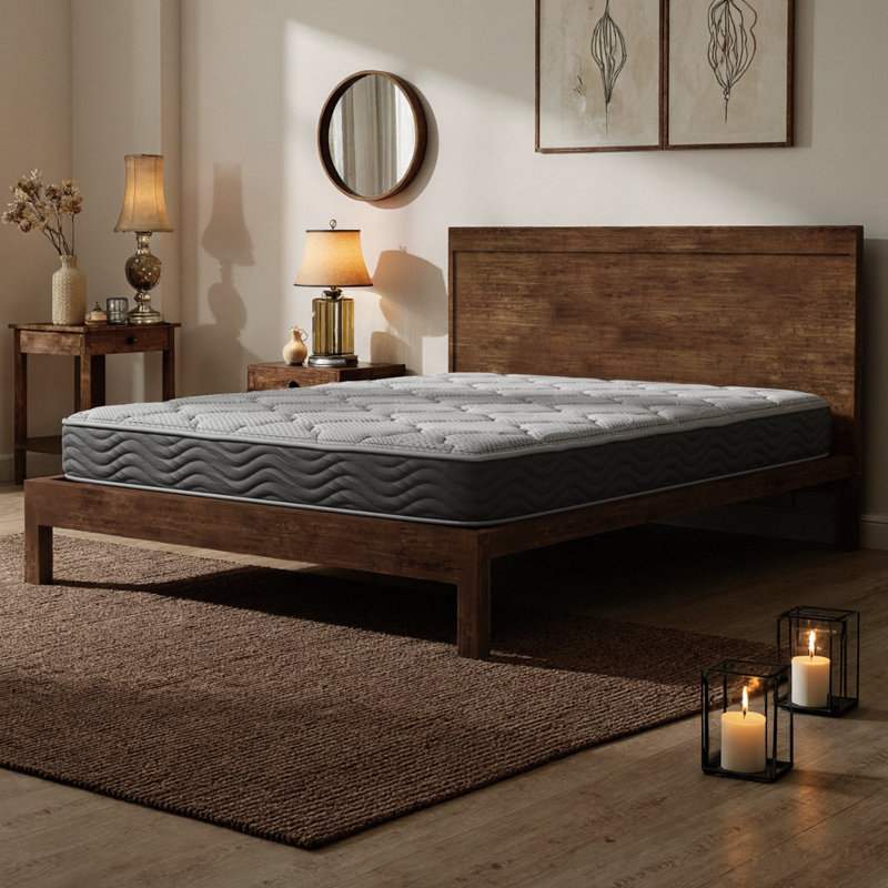 Matelas hybride ferme de 8 pouces avec ressorts ensachés et couche de gel rafraîchissant LUMERIS pour soulager la pression et isoler les mouvements - Certifié CertiPUR-US