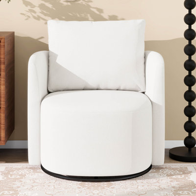 Fauteuil demi-tonneau avec accoudoirs 29,9 po, fauteuil pivotant à 360 ° et canapé rembourré simple avec dossier courbé