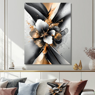 Ink Fusion Of Glam And Black II - Abstract Liquid Ink Canvas Print
