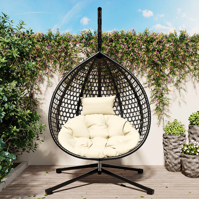 Chaise suspendue d'intérieur pour l'extérieur - matériau, base solide, siège réglable et confortable, siège polyvalent facile à assembler pour un endroit où vous voulez, support en fer massif et peu encombrant, simple