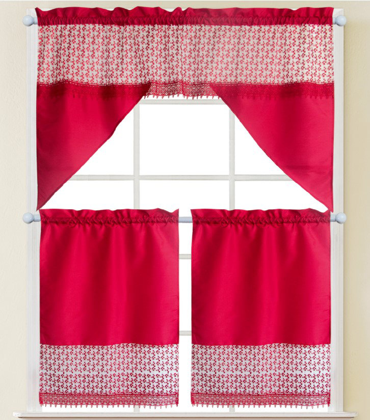 Skylin Macrame Swag 56'' W Kitchen Curtain Set Winston Porter 