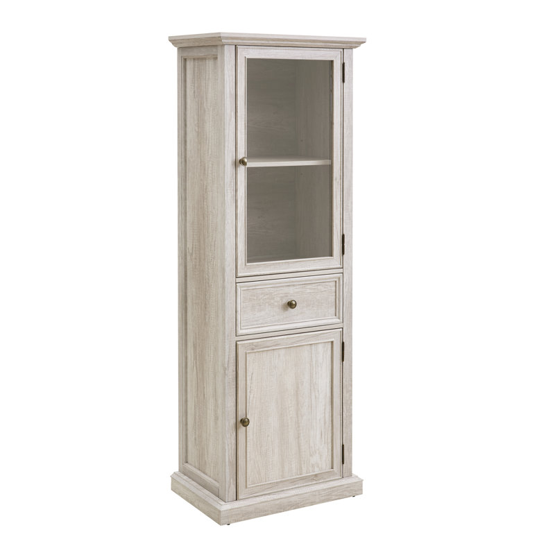 Grande armoire de rangement moderne avec portes et tablettes en verre - Buffet autoportant polyvalent avec tiroir pour le salon, la cuisine, la salle à manger et le bureau