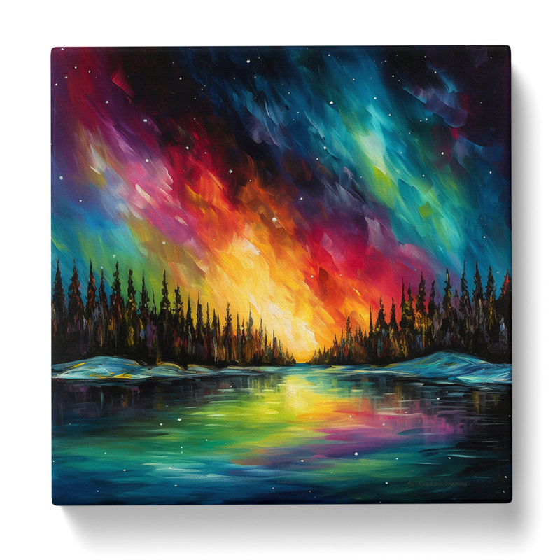 Northern Lights Impressionism No.1 - Wrapped Canvas, 50cm H x 50cm W