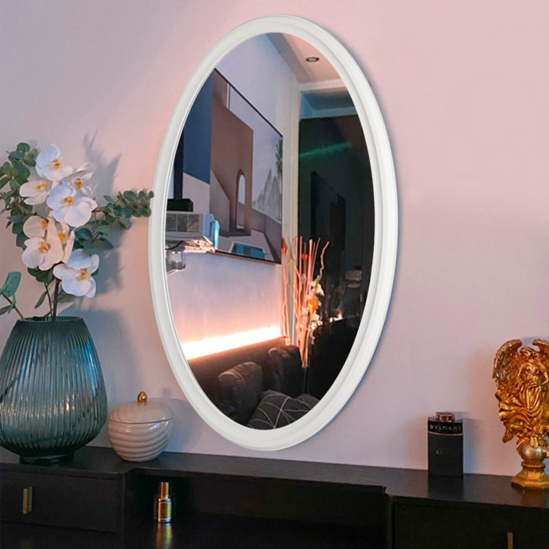 Darrilyn Framed Oval Mirrors for Bathroom-Oval Bathroom Mirror for Wall 24"x36", White