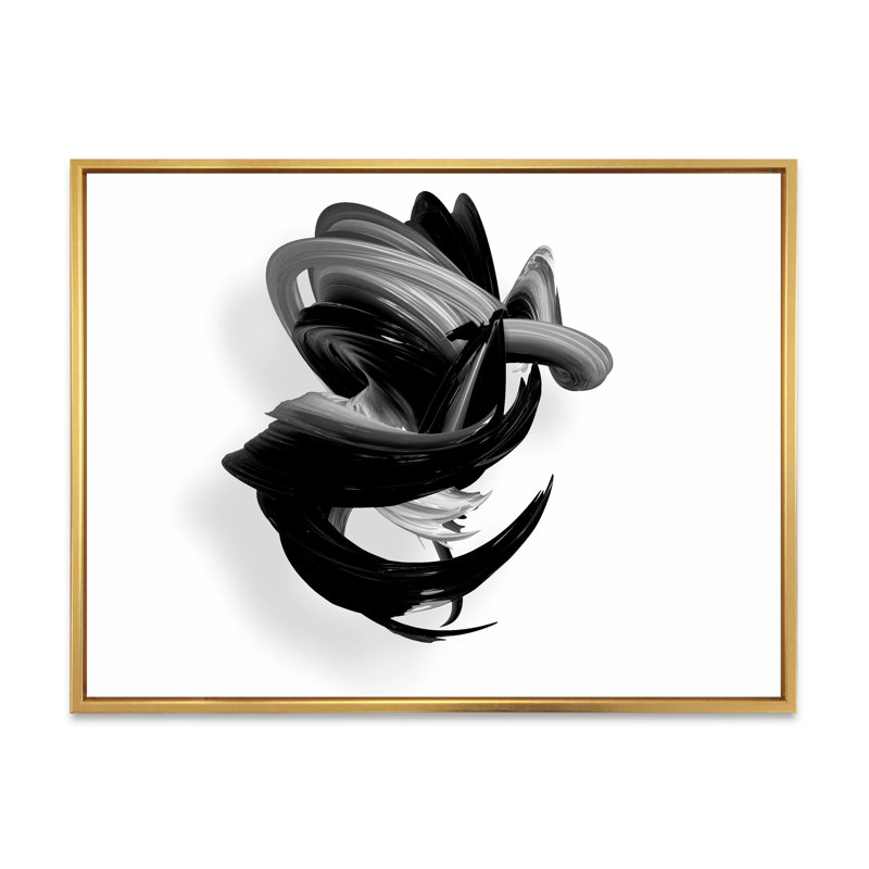 Noir et blanc torsadé, reproduction d'art sur toile, H 8 po x l 12 po x P 1 po, Cadre flottant doré