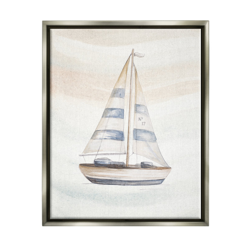 Voilier nautique à la dérive, vagues océaniques abstraites par Patricia Pinto - Peinture, H 31 po x l 25 po x P 1,7 po