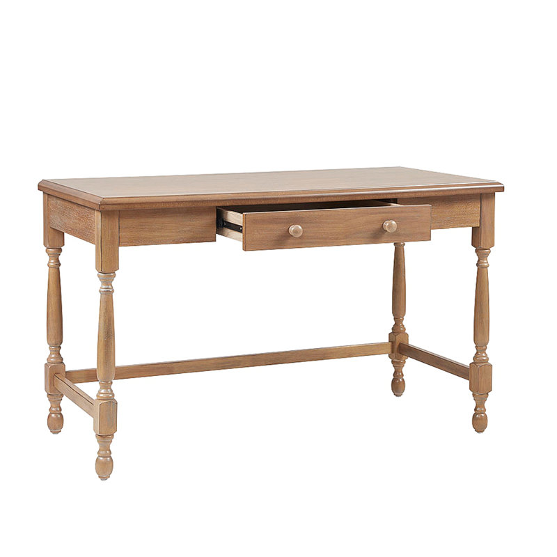 Solid Wood Desk With 1 Drawer And Turned Legs