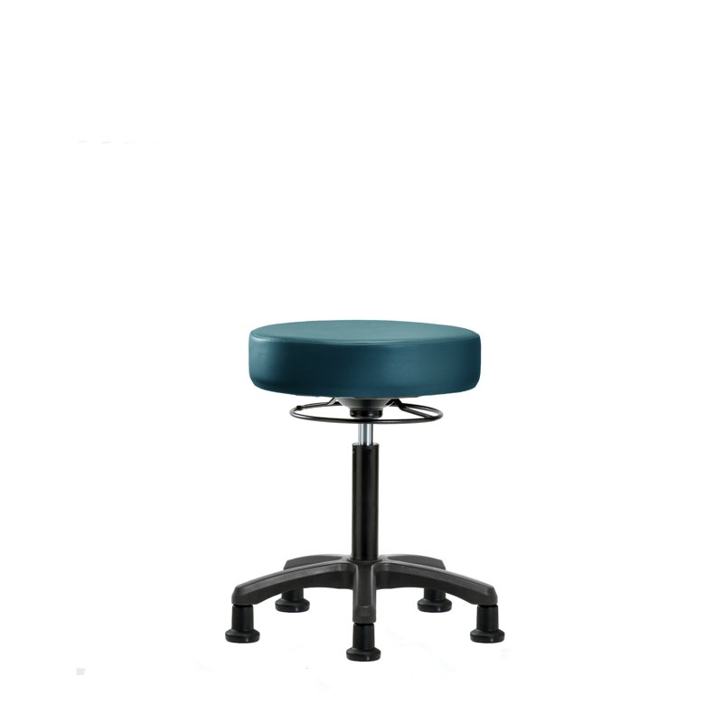 Tabouret de laboratoire en vinyle, Bleu marine, Patins fixes, 27.75"