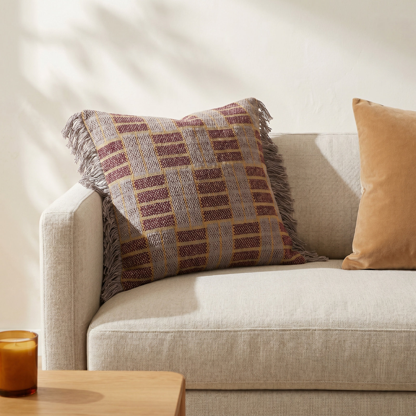 Esther Plaid Cotton Lumbar Throw Pillow