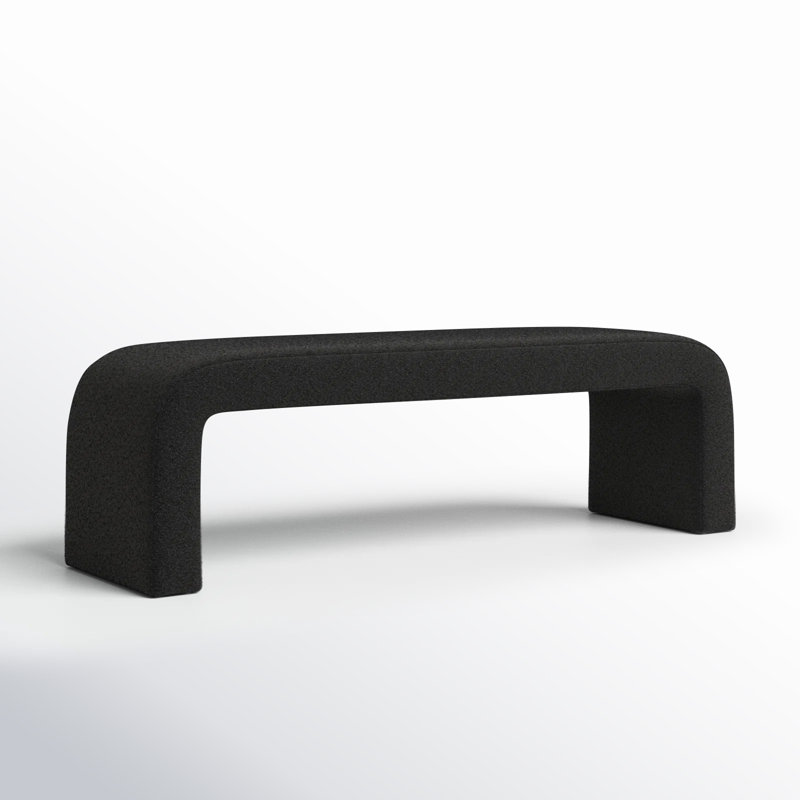 Daine 62" Upholstered Bench, Black Boucle