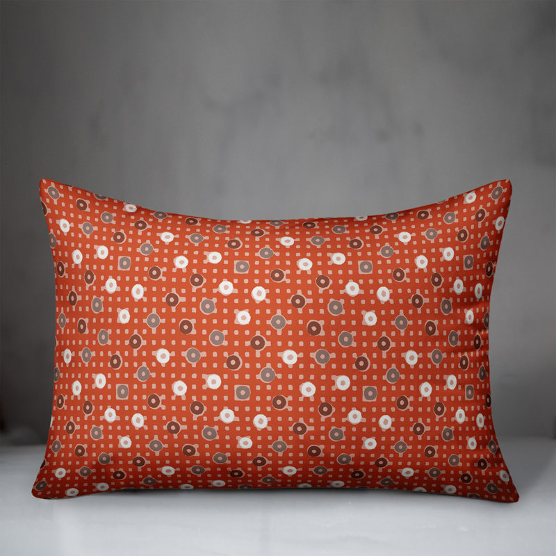 Geometric Reversible Throw Pillow, Red/Gray