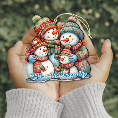 Snowmen Family Wooden Ornament by G. Debrekht
