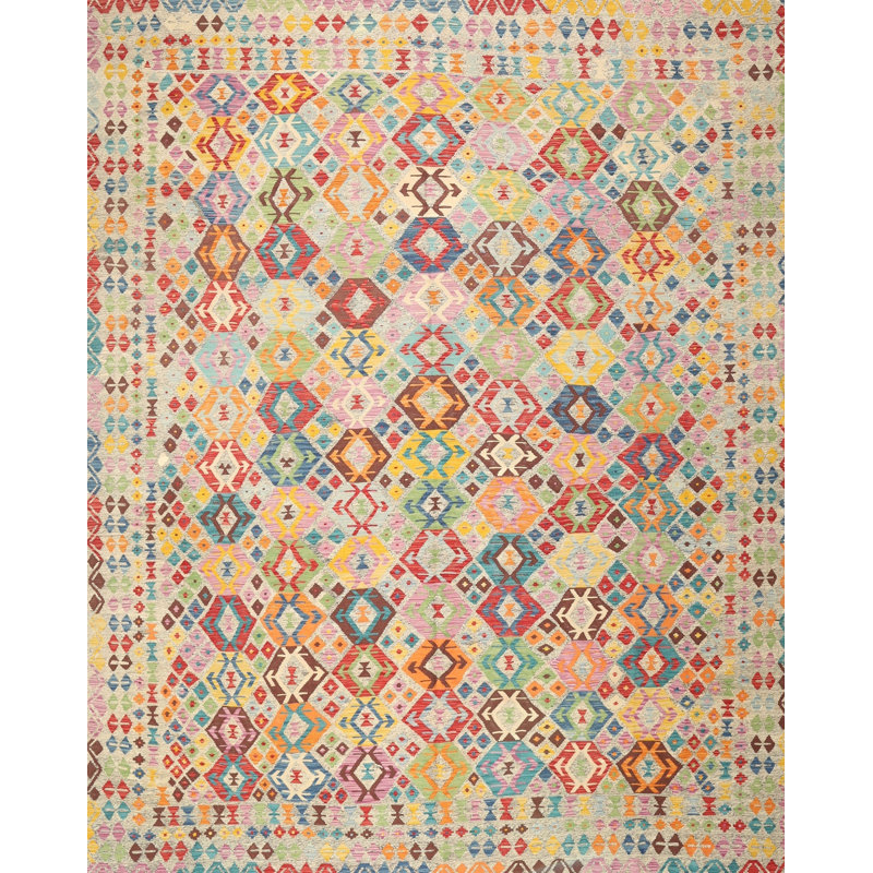 Tapis géométrique jaune / orange / rouge, Rectangle de 2 pi x 3 pi