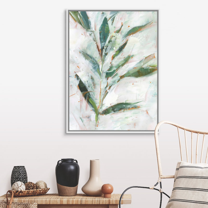 «Tropical Foliage Study I», art mural sur toile, Toile avec cadre blanc, H 42 po x l 32 po