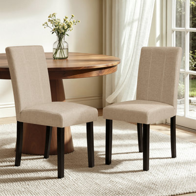 Chaises de salle à manger rembourrées Parsons (ensemble de 2) - Siège en tissu avec pieds en bois massif, chaises d'appoint de cuisine modernes