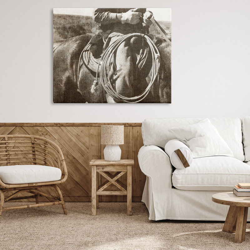 «Cowboy with Lasso», art mural sur toile par RileyB, H 36 po x l 48 po