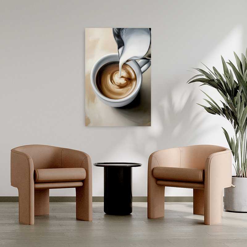 «Creamy Coffee Pour», art mural contemporain, H 36 po x l 24 po