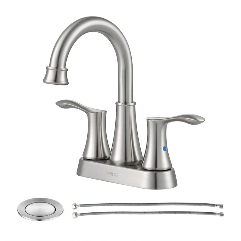 Centerset 2-handle Bathroom Faucet with Drain Assembly, Brushed Nickel
