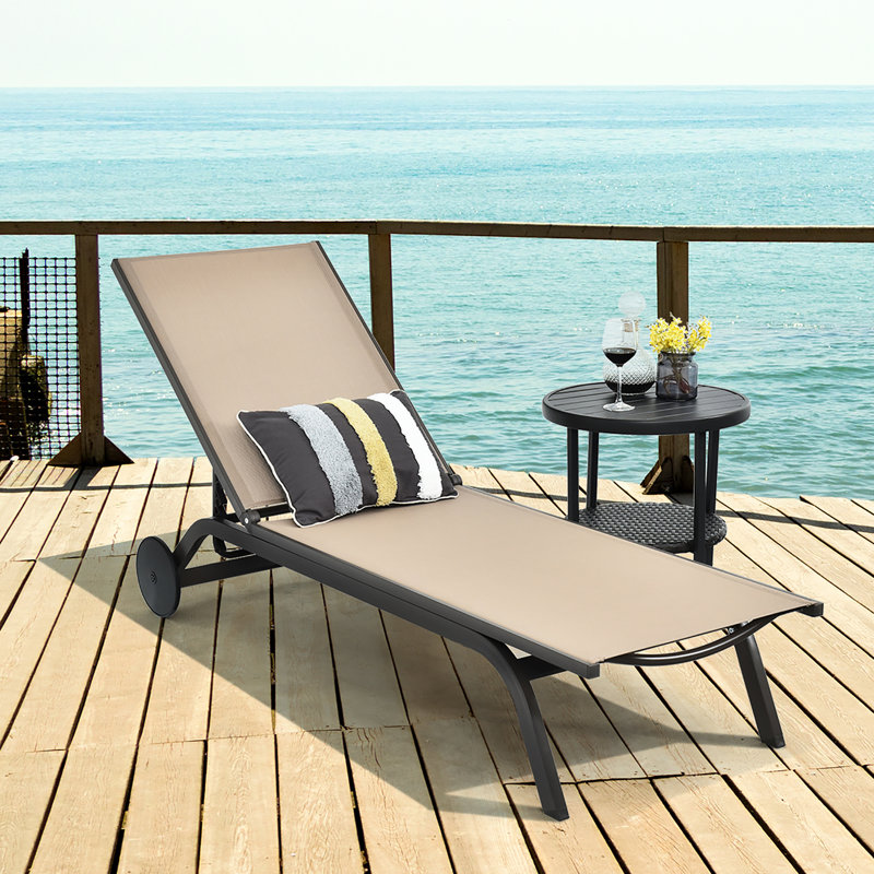 Erix Outdoor Metal Chaise Lounge, Brown