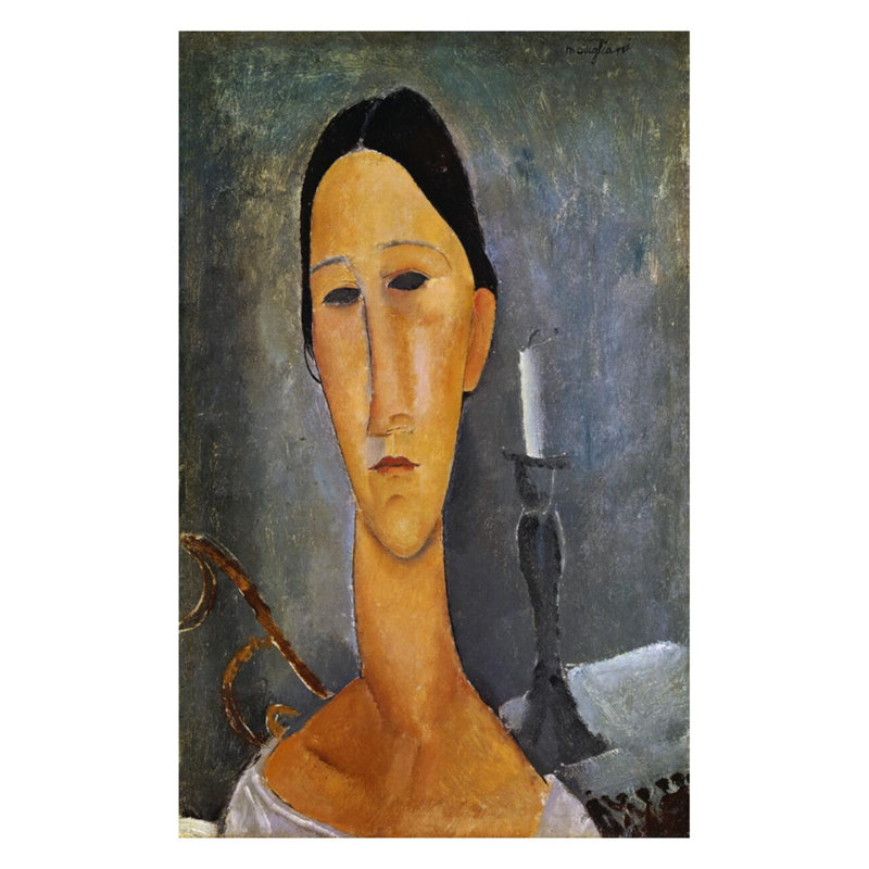 «Hka Zborowska with a Candlestick» par Amedeo Modigliani - Estampe numérique, H 28 po x l 22 po