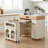 This Simple And Softly Colored Kitchen And Dining Set Includes A Telescopic Dining Table And A Mobile Island With Folding Mechanism, Power Outlets, And A Brake Lock, Along With Storage Cabinets, Making It Both Aesthetically Pleasing And Practical.-637132946-637132951