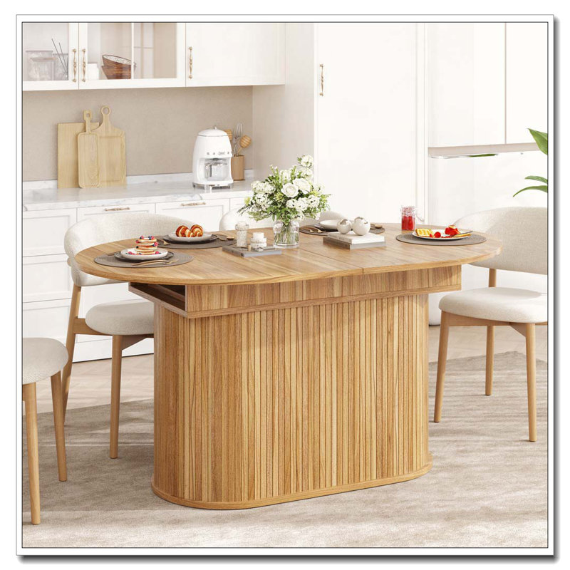 55.11"-70.86" Extendable Dining Table, Natural