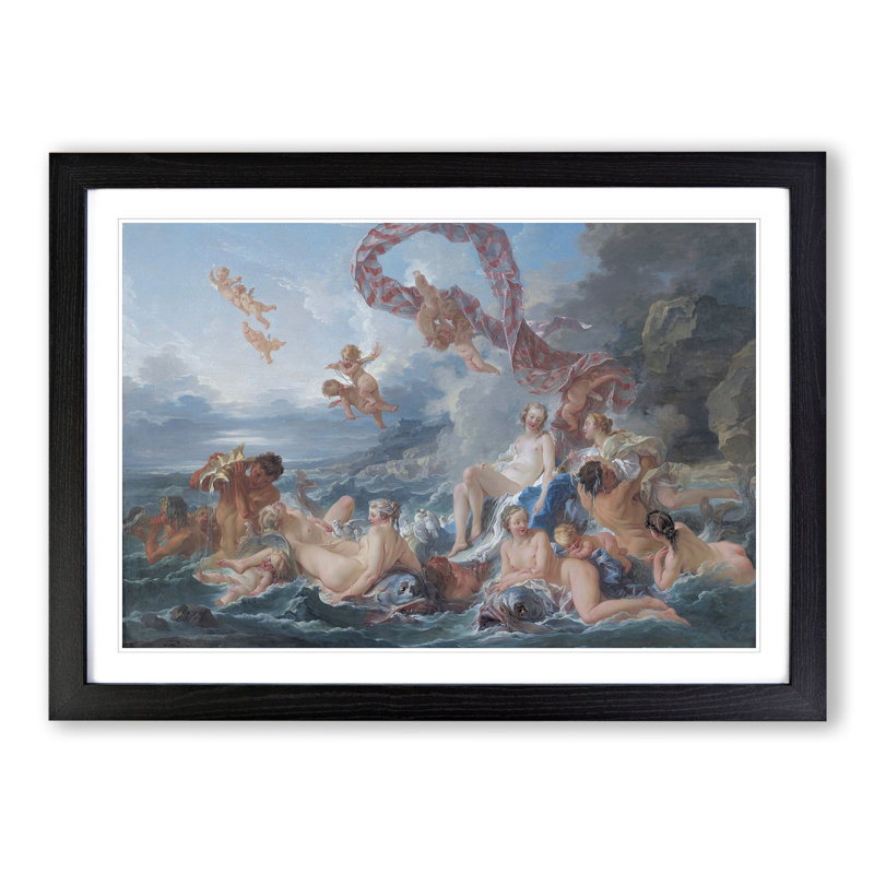 The Triumph of Venus by Francois Boucher - Picture Frame Painting, Black Framed, 36cm H x 48cm W x 2cm D