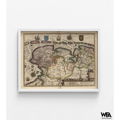 Carte de la région à l'est du Zuiderzee aux Pays-Bas, carte antique des Pays-Bas, impression d'affiche Zuiderzee, carte européenne rustique