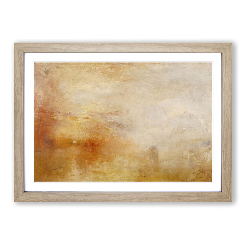 Sun Setting Over a Lake - Framed Print, Oak