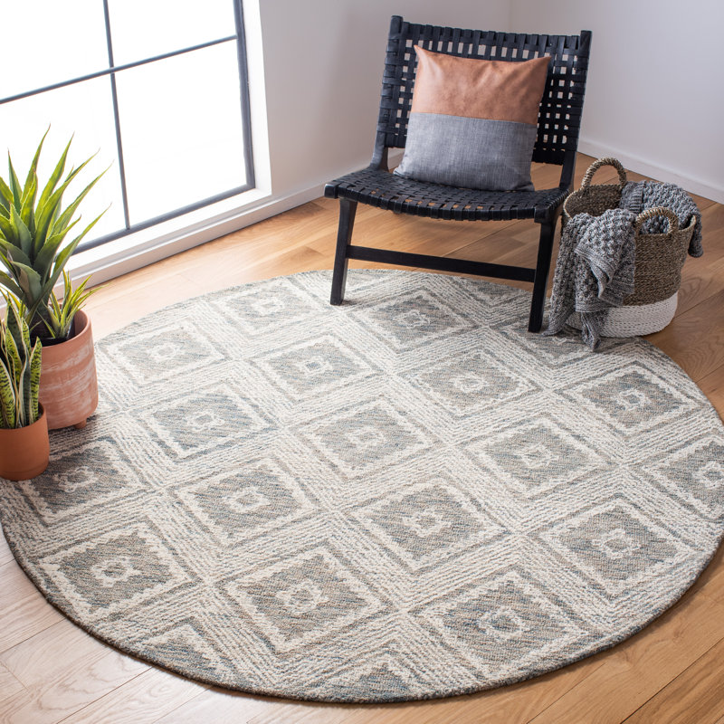 Tapis géométrique en laine touffeté à la main Dibenedetto, Rond 6 pi
