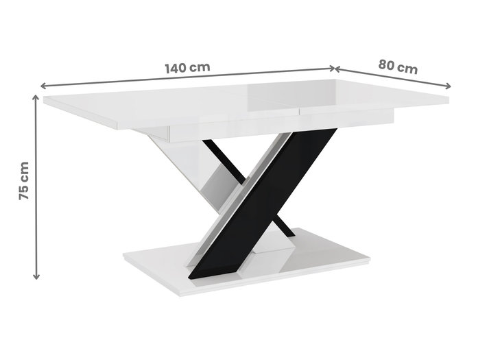 Extendable Dining Table, White High Gloss & Black High Gloss