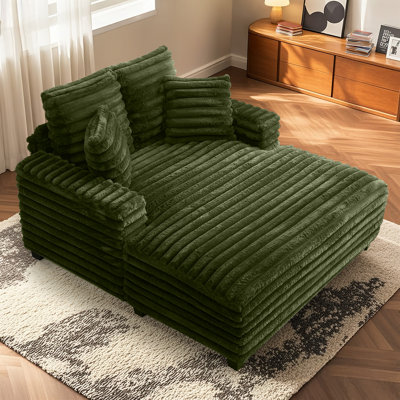 Chaise Lounge Chair Indoor With 2 Pillows, Oversized 52.8" Sleep Sofa Chair, Plush Sofa Bed For Bedroom, Living Room by Mercer41