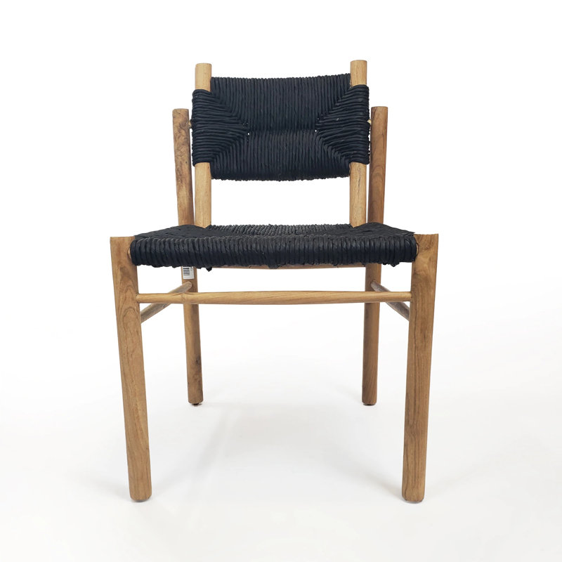 Chaise d'appoint en teck de style nazaréen, Noir, Noir