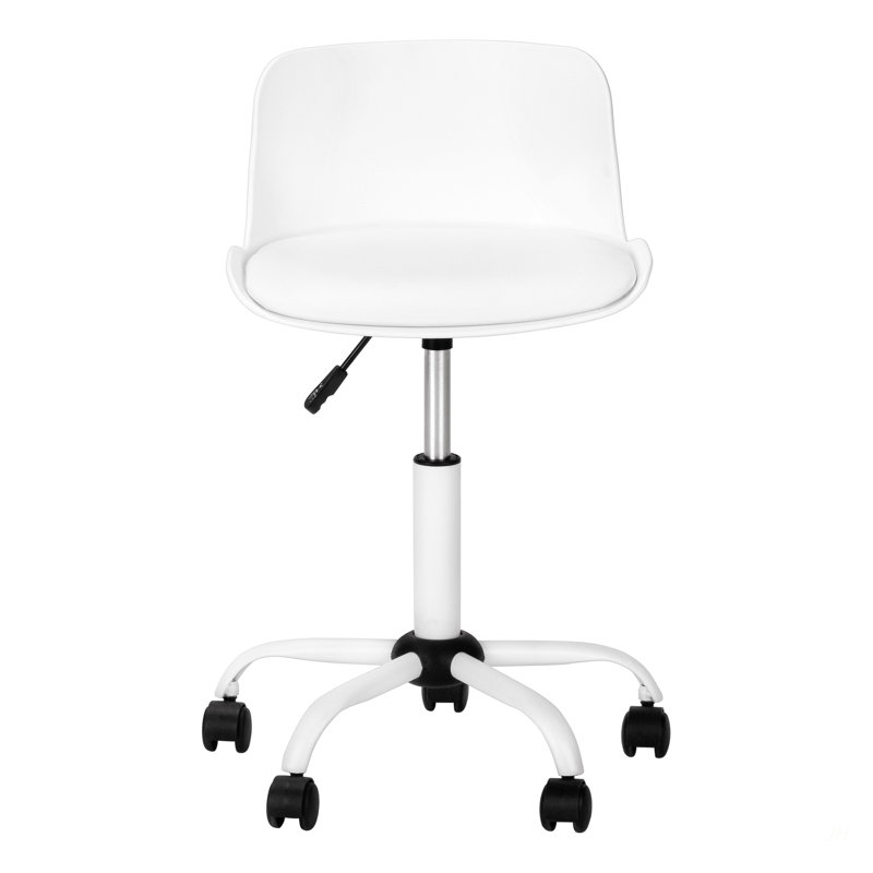 Office Chair, Adjustable Height, Swivel, Ergonomic, Computer Desk, Work, Juvenile, White Leather Look, White Metal, Contemporary, Modern