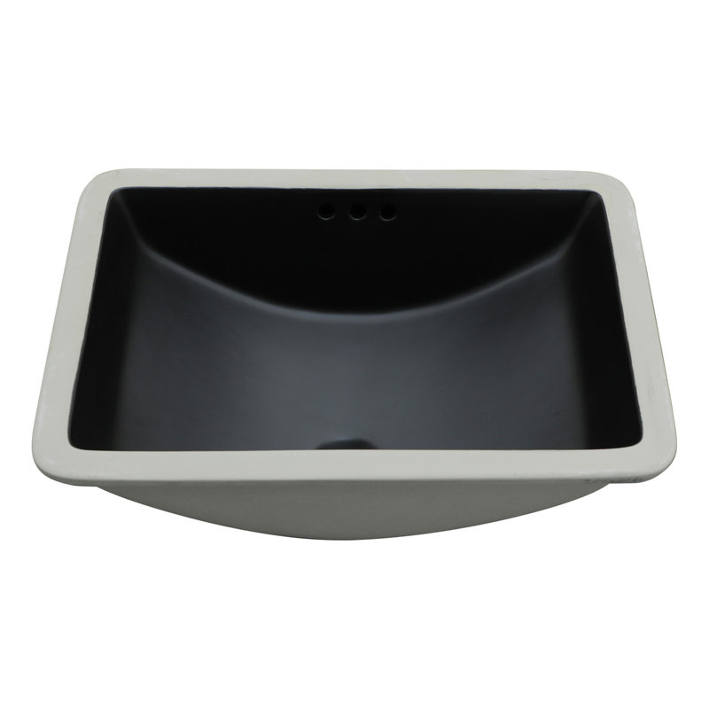 21"X14.75" Black Ceramic Undermount Bathroom Sink With Overflow