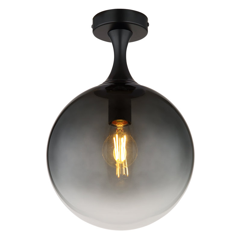 Glass Flush Mount, Matte black