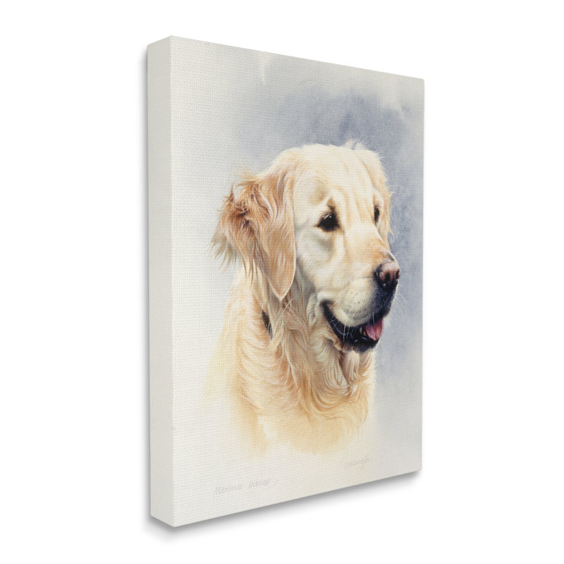 Golden Retriever, portrait souriant sur toile, H 20 po x l 16 po x P 1,5 po