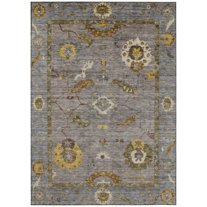 Machine Washable Indoor/Outdoor Kaczor ACN2229 Global Rug, Rectangle 8' x 10'