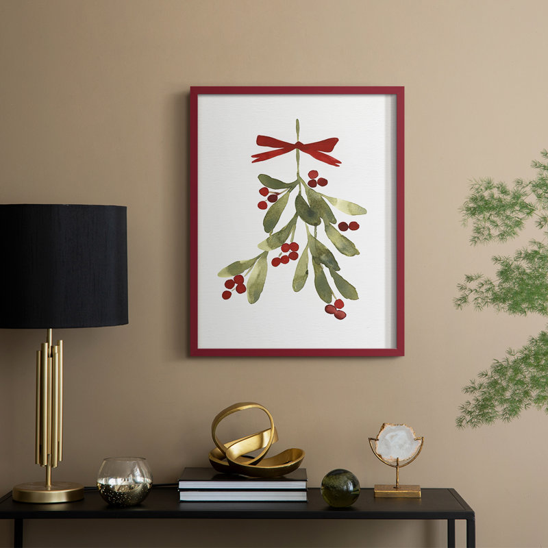 " Mistletoe Bow I ", 21" H x 17" W, Red