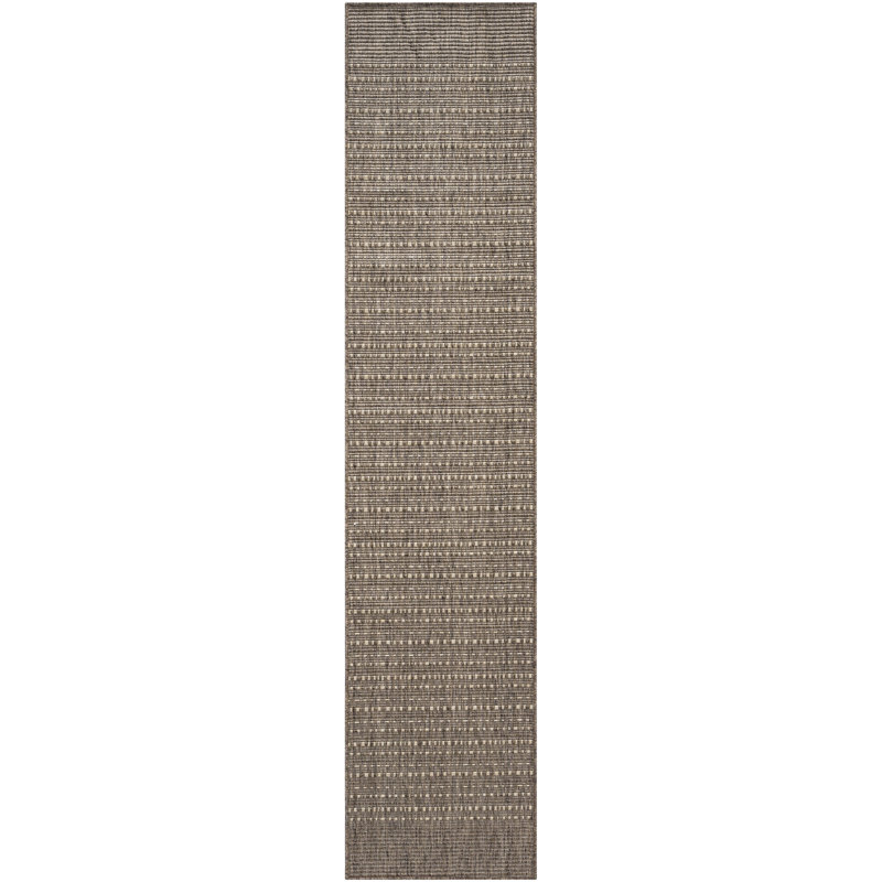 Tulum Striped Indoor/Outdoor Area Rug, Runner 2' x 6', Brown