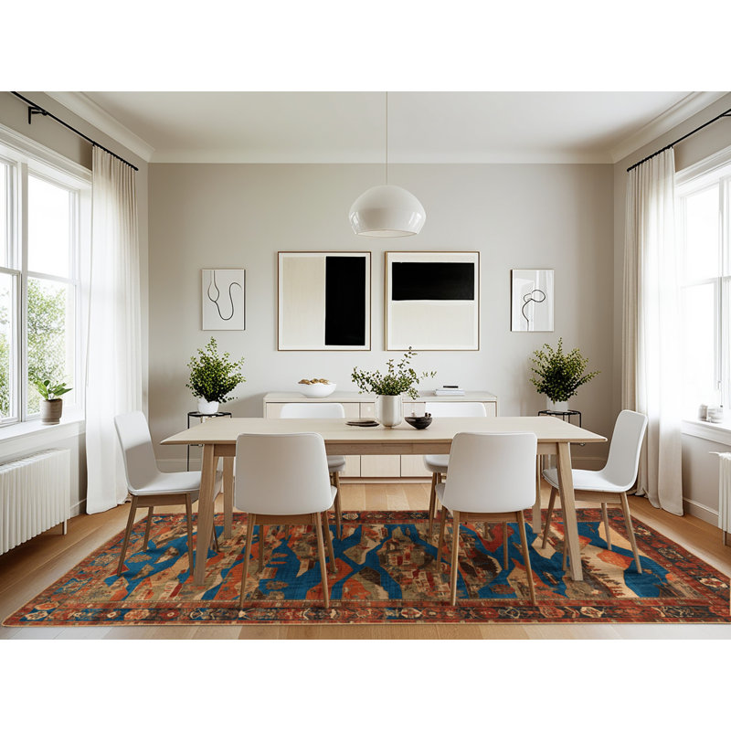 Machine Washable Persian Brown Area Rug, Rectangle 7' x 10'
